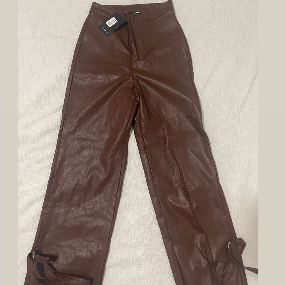 Fashion Nova Brown Faux Leather Pants